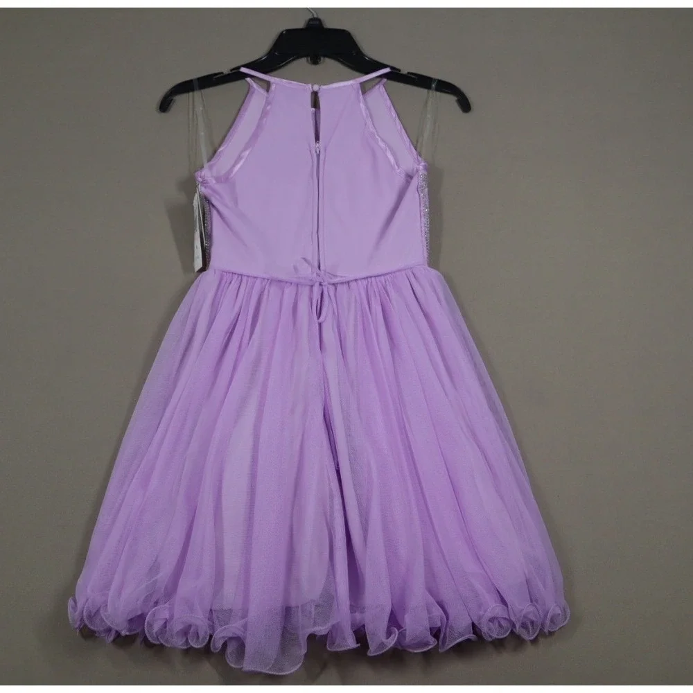 Speechless Kids Big Girls Lattice Rhinestone Bodice Dress -‎ Lilac - Size 10